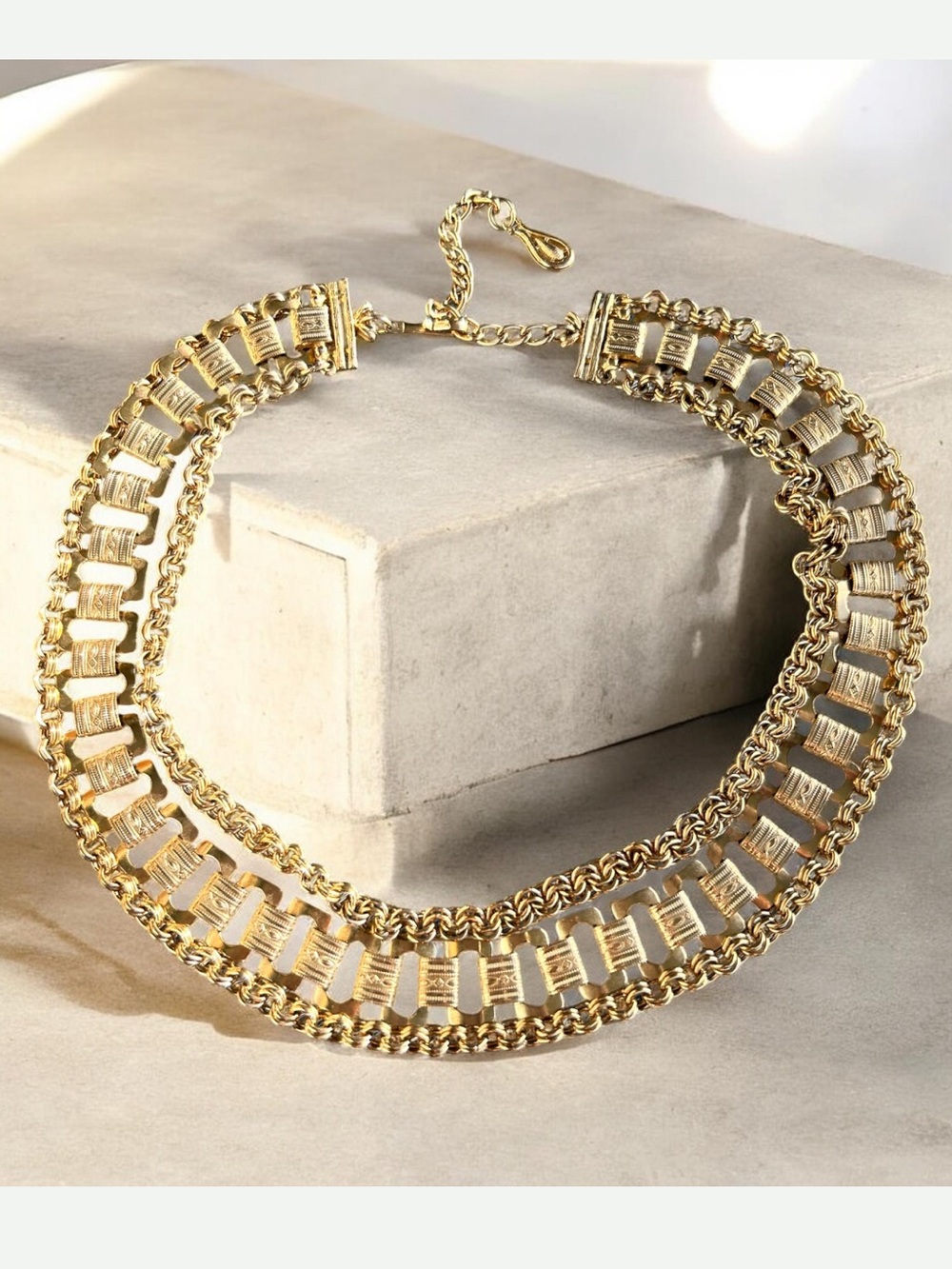 Vintage 1940’s Coro Multi Strand Gold-Tone Statement Chain Necklace